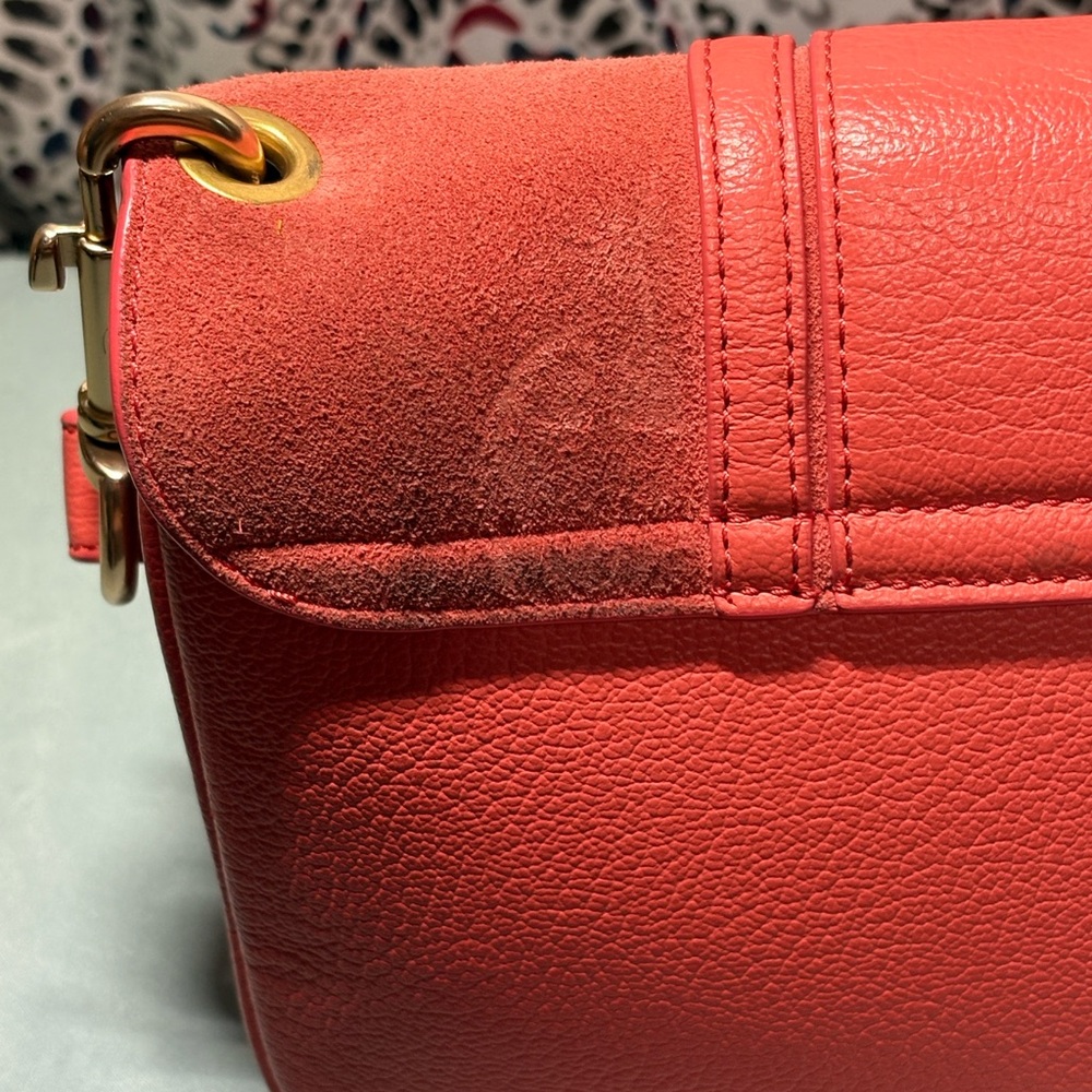See by Chloé Hana Medium Leather & Suede Shoulder Bag - Coral Pink Boho - Picture 2 of 6